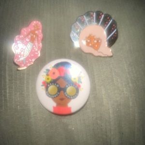 Two beautiful Carolyn Susuki pins and one rifle paper co